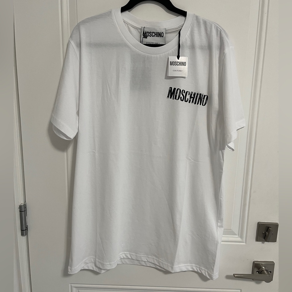 NWT - Moschino Couture! Belt Logo Print Short Sleeve T Shirt - L, XL